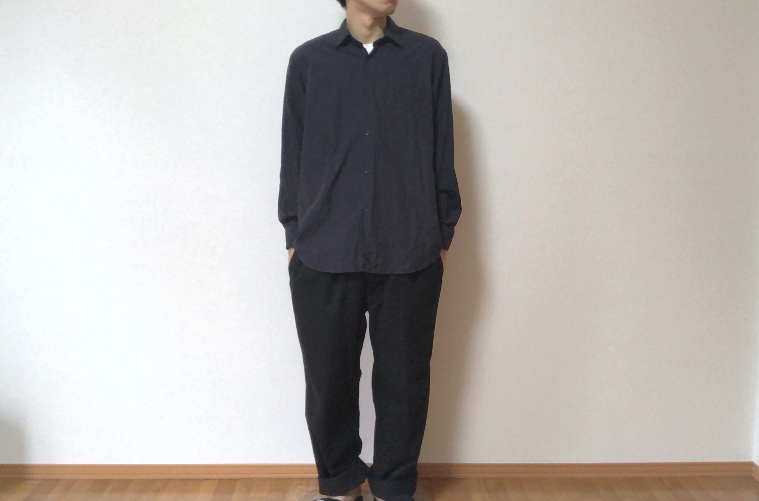 comoli 23ss バンドカラーシャツ Navy size2 うのにもお得な 14014円引き swim.main.jp